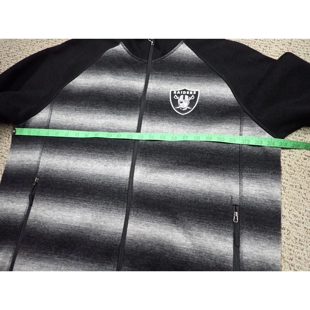 NFL G-III Raiders Jacket Mens Large‎ Black Grey Excellent Gradient Zip Fleece